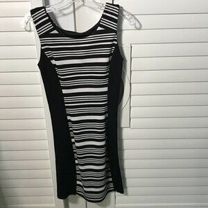 Express black/white stripes bodycon dress, XS